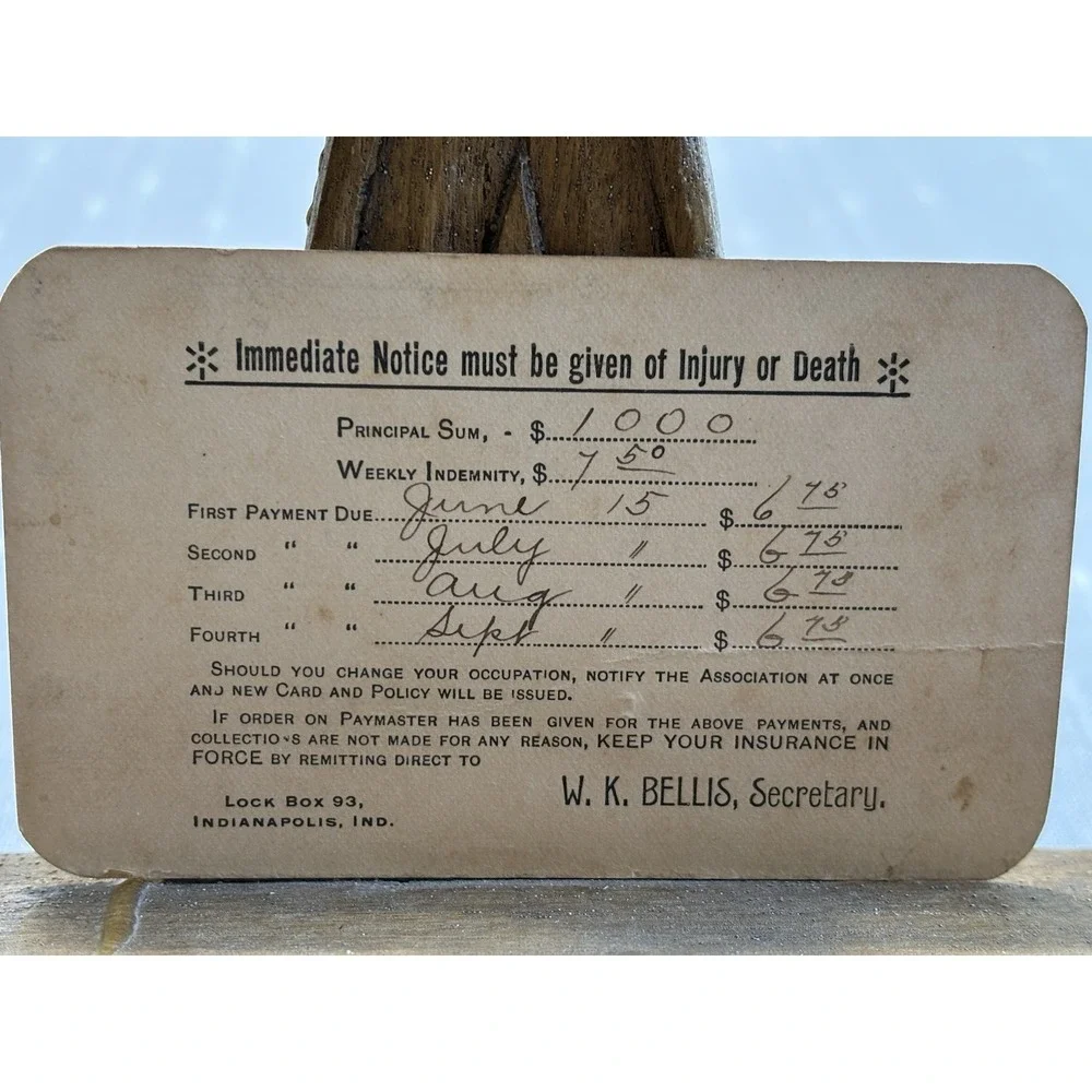 Very Cool! Antique 1894 Railway Association Document Card Railroadiana Indiana